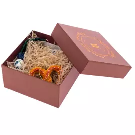 Set of Christmas tree toys made of porcelain "At the Samovar" blue, 3 pcs