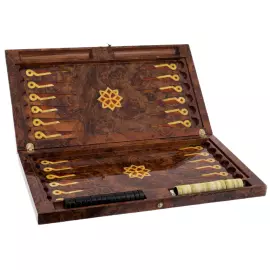Нарды из корня ореха и янтаря "Орнамент" из коллекции "Легенды Мира"