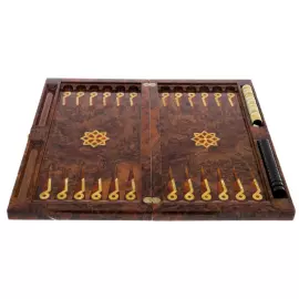 Нарды из корня ореха и янтаря "Орнамент" из коллекции "Легенды Мира"