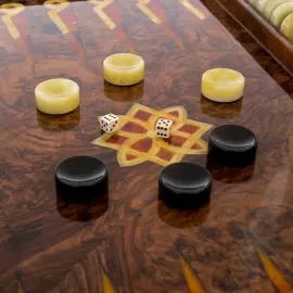 Нарды из корня ореха и янтаря "Орнамент" из коллекции "Легенды Мира"