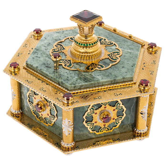 Chest of jade "Vostok" with cubic zirconia, Zlatoust