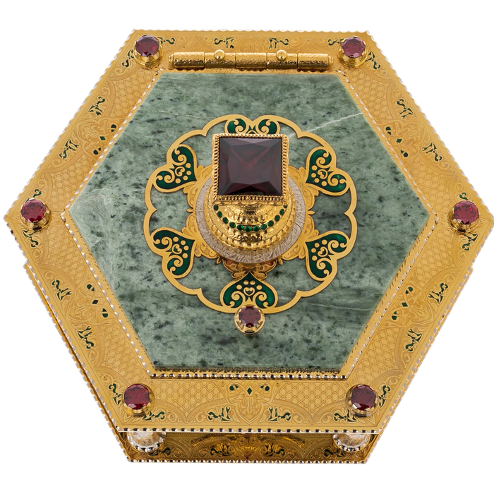 Chest of jade "Vostok" with cubic zirconia, Zlatoust