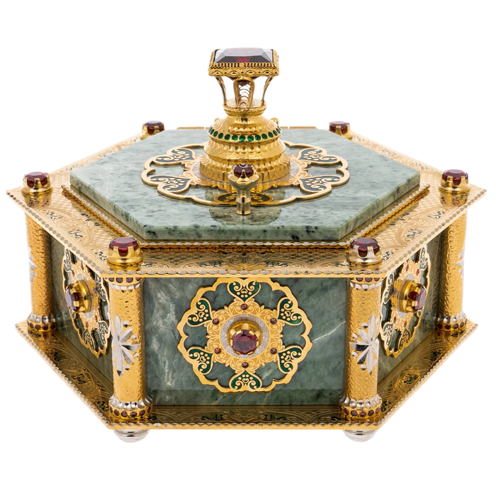 Chest of jade "Vostok" with cubic zirconia, Zlatoust