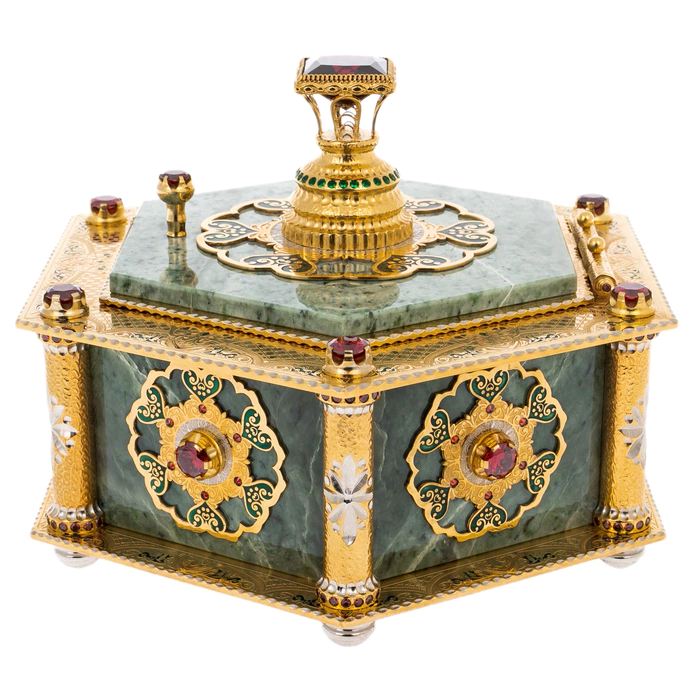 Chest of jade "Vostok" with cubic zirconia, Zlatoust
