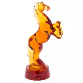 Скульптура из хрусталя "Лошадь на дыбах" янтарная