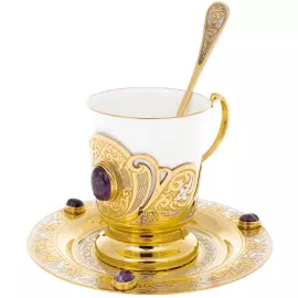 Кофейный набор "Утро" с аметистом, на 1 персону, Златоуст