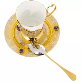 Кофейный набор "Утро" с аметистом, на 1 персону, Златоуст