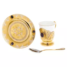 Кофейный набор "Утро" с аметистом, на 1 персону, Златоуст