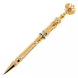 Ручка подарочная "Герб РФ" на подставке из нефрита, Златоуст