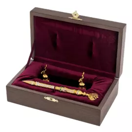 Ручка подарочная "Герб РФ" на подставке из нефрита, Златоуст