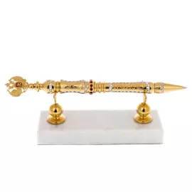 Ручка подарочная "Герб РФ" на подставке из мрамора, Златоуст