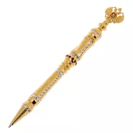 Ручка подарочная "Герб РФ" на подставке из мрамора, Златоуст