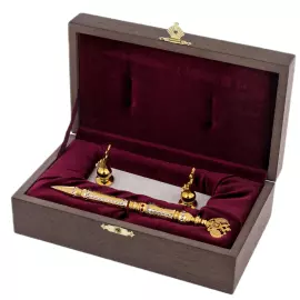 Ручка подарочная "Герб РФ" на подставке из мрамора, Златоуст