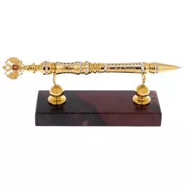 Ручка подарочная "Герб РФ" на подставке из яшмы, Златоуст