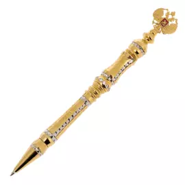 Ручка подарочная "Герб РФ" на подставке из яшмы, Златоуст