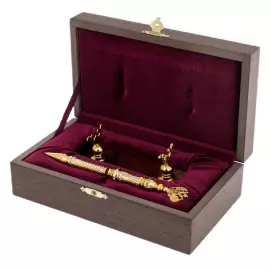 Ручка подарочная "Герб РФ" на подставке из яшмы, Златоуст