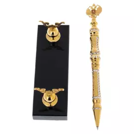 Ручка подарочная "Герб РФ" на подставке из долерита, Златоуст