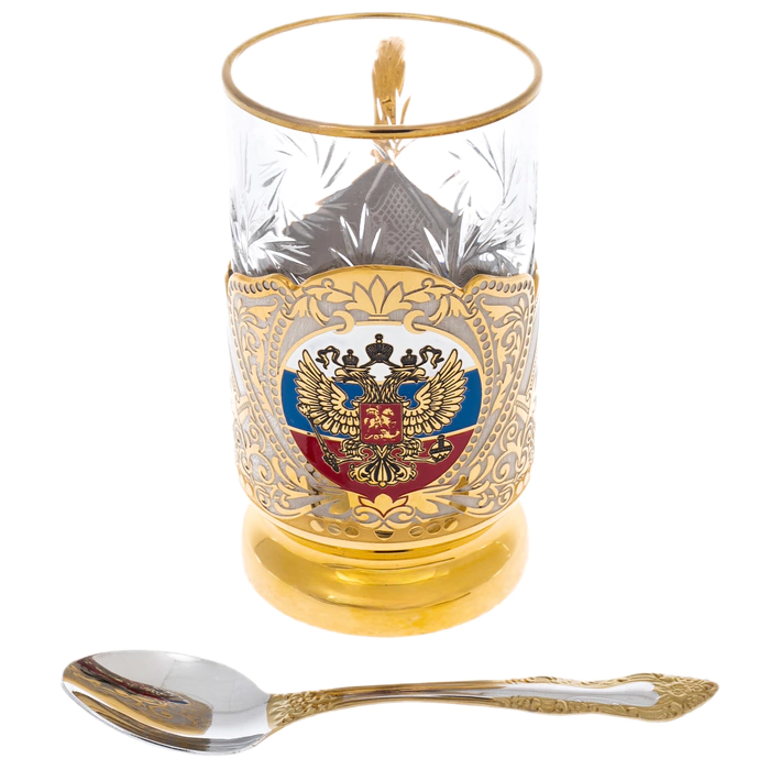 Coat of Arms of the Russian Federation cup holder with enamel, for 1 person, Zlatoust