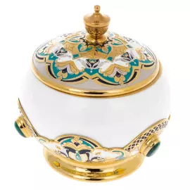 Кофейный сервиз "Боярыня"  с малахитом, на 2 персоны, Златоуст