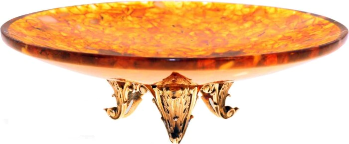 A candy bowl made of amber is low