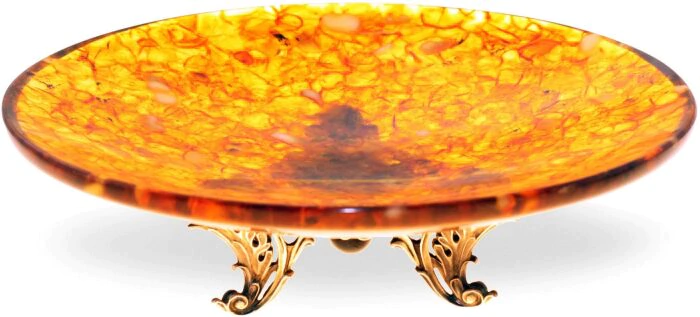 A candy bowl made of amber is low