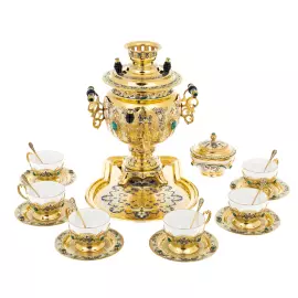 Набор чайный "Чаепитие" с самоваром, на 6 персон, Златоуст