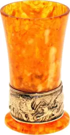 Стопка для водки из янтаря "Охота"