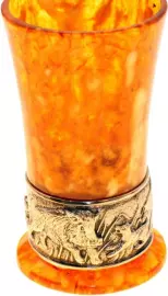 Стопка для водки из янтаря "Охота"
