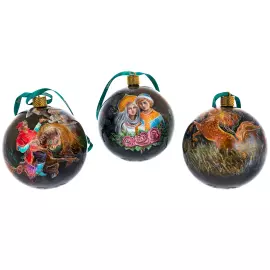 Набор елочный шаров "Конёк-горбунок" 3 шт, Федоскино