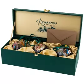 Набор елочный шаров "Конёк-горбунок" 3 шт, Федоскино