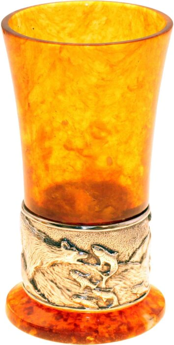 A glass of amber vodka "Bears"