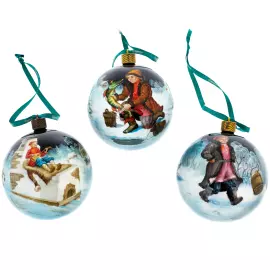 Набор ёлочных шаров "По щучьему велению" 3 шт, Федоскино