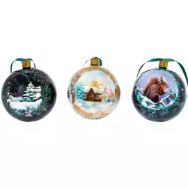 Набор ёлочных шаров "Зимний" 3 шт, Федоскино