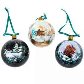 Набор ёлочных шаров "Зимний" 3 шт, Федоскино