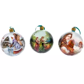 Набор ёлочных шаров "Снегурочка" 3 шт, Федоскино