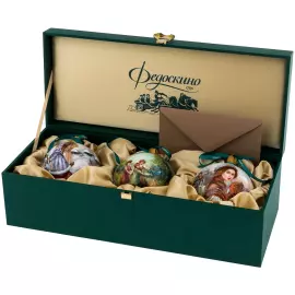 Набор ёлочных шаров "Снегурочка" 3 шт, Федоскино