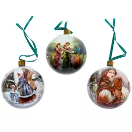 Набор ёлочных шаров "Снегурочка" 3 шт, Федоскино