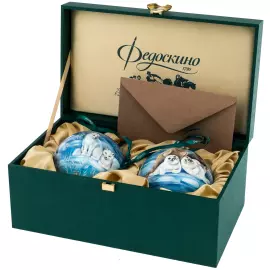 Набор ёлочных шаров "Русский север" 2 шт, Федоскино