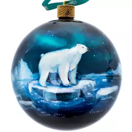 Набор ёлочных шаров "Русский север. Медведь и олени" 2 шт, Федоскино