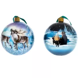 Набор ёлочных шаров "Русский север. Рыбак и олени" 2 шт, Федоскино