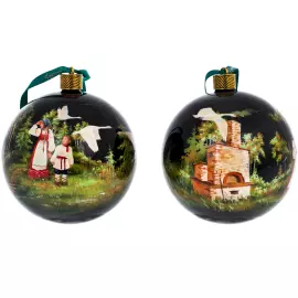 Набор ёлочных шаров "Гуси-лебеди" 2 шт, Федоскино