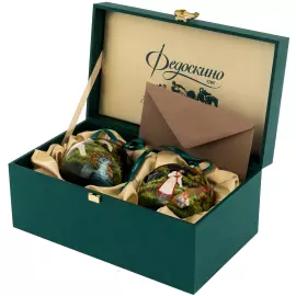 Набор ёлочных шаров "Гуси-лебеди" 2 шт, Федоскино