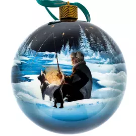 Набор ёлочных шаров "Русский север. Рыбак и олени" 2 шт, Федоскино