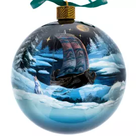 Набор ёлочных шаров "Русский север. Рыбак и олени" 2 шт, Федоскино