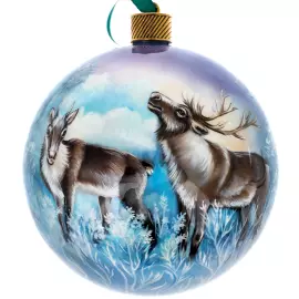 Набор ёлочных шаров "Русский север. Рыбак и олени" 2 шт, Федоскино