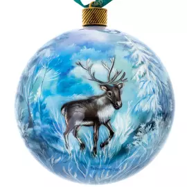 Набор ёлочных шаров "Русский север. Рыбак и олени" 2 шт, Федоскино