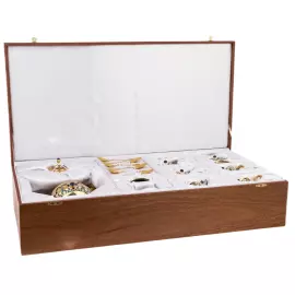 Набор чайный с самоваром "Гжель" с лазуритом, на 6 персон, Златоуст