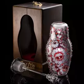 Матрешка-медовница из стекла "Зимняя вишня" со стразами Swarovski, Хохлома