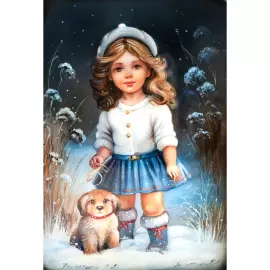 Шкатулка "Друзья" Волохина, Федоскино