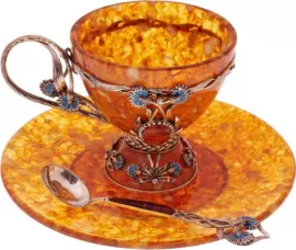 Чайный набор из янтаря "Васильки"